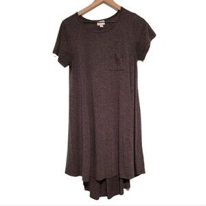 Lularoe Solid Gray Carly Dress T-Shirt Dress Pocket Size Small